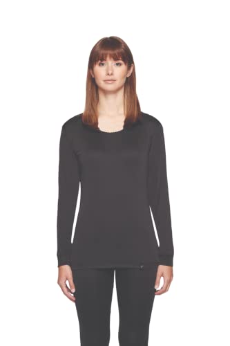 Terramar Women's Thermasilk Pointelle Scoop (Black, X-Large)