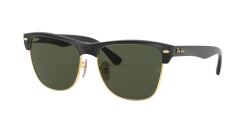 Ray-Ban RB4175 Clubmaster Oversized Square Sunglasses, Demi Gloss Black On Gold/G-15 Green, 57 mm