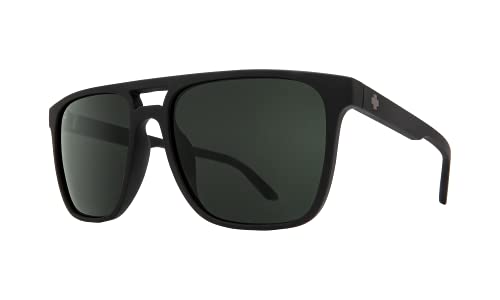SPY Czar Soft Matte Black/Happy Gray Green 56 M Square Sunglasses For Men + BUNDLE with Designer iWear Eyewear Kit