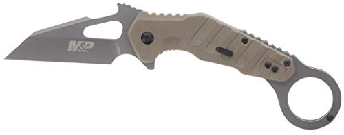 Smith & Wesson M&P Extreme Ops 7.8in S.S. Karambit Folding Knife with 3in Modified Tanto Blade with G10 Handle for Outdoor, Tactical, Survival and EDC,Gray