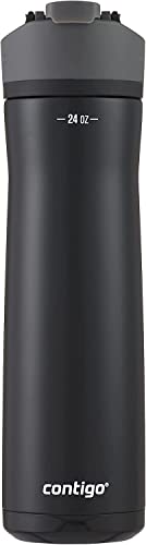 Contigo Cortland Chill 2.0 Stainless Steel Insulated Water Bottle, 24 oz, Licorice - Autoseal Spill-Proof Lid Great for On the Go - Keep Drinks Hot/Cold - Fits Most Cup Holders - Includes Carry Handle