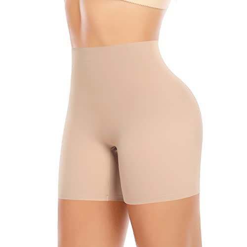 Seamless Shaping Boyshorts Panties for Women Tummy Control Shapewear Under Dress Slip Shorts Underwear (Long Beige-2,M)