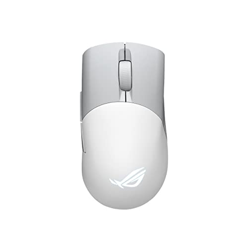 Asus ROG Keris Wireless AimPoint Gaming Mouse, Tri-mode connectivity, 36000 DPI sensor, 5 programmable buttons, ROG SpeedNova, Replaceable switches, Paracord cable, White