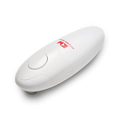 Kitchen Mama Auto Electric Can Opener Christmas Gift Ideas: Open Your Cans with A Simple Press of Button - Automatic, Hands Free, Smooth Edge, Food-Safe, Battery Operated, YES YOU CAN (White)