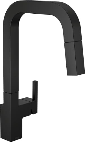 Delta Faucet Junction Matte Black Kitchen Faucet Black, Kitchen Faucets with Pull Down Sprayer, Kitchen Sink Faucet, Faucet for Kitchen Sink, Magnetic Docking Spray Head, Matte Black 19825LF-BL