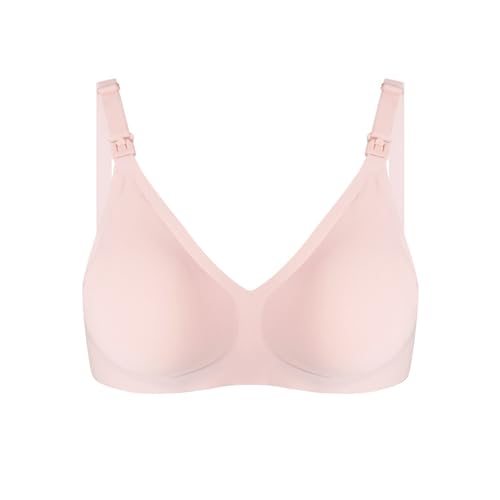 Nursing Bras for Breastfeeding Front Closure No Underwire Jelly Strip Strap Bralette Seamless Comfort Maternity Bras Pink
