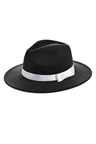 BABEYOND 1920s Gatsby Panama Fedora Hat Cap for Men Gatsby Hat for Men 1920s Mens Gatsby Costume Accessories (Black)