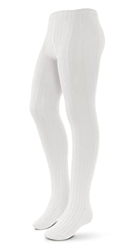 Zubii Kids, Ribbed Tights, Ultra Soft, Premium Cotton, Comfortable Fit, Styled Look (12, White)
