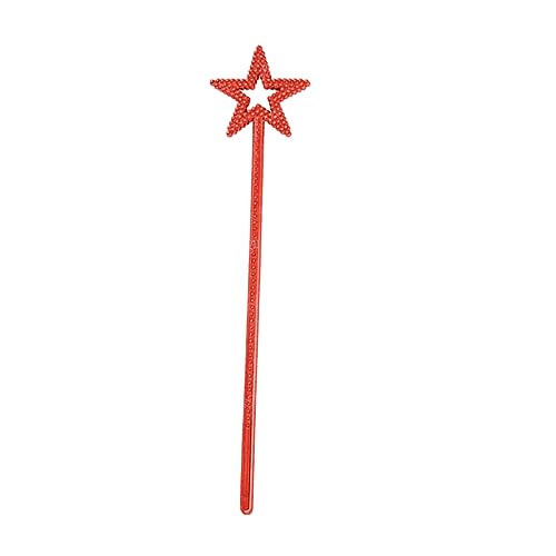 MYUBWTF Red 13 Inches Star Wand Elf baton, Angel Star Magic Wand, Silver Fairy Princess Plating, Silver Stars Stick for Girl's Princess Costume Girl's elf costume