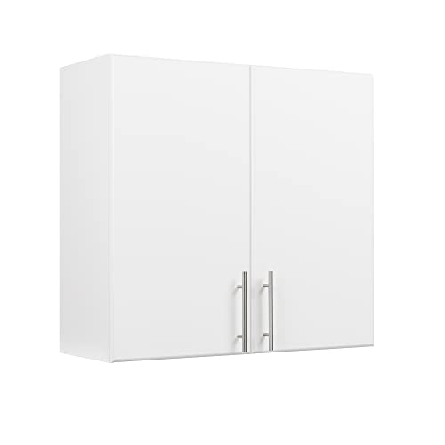 Prepac Elite Functional Wall Mount Shop Cabinet with Adjustable Shelf, Simplistic Tall 2-Door Garage Cabinet 12' D x 32' W x 30' H, White, WEW-3230