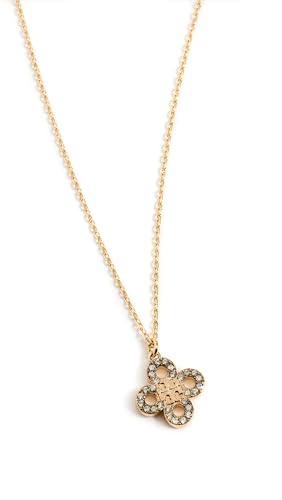 Tory Burch Women's Kira Clover Pave Pendant Necklace, Tory Gold/Crystal, One Size