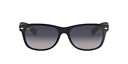 Ray-Ban RB2132 New Wayfarer Sunglasses,52 mm, Matte Black Frame/Blue-Grey Polarized Lens