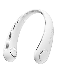 ABSKRYO Portable Neck Fan, Bladeless Cooling Fan, 8H Working Time, Headphone Design Personal Fan, Adjustable Neck Fan with 3 Speeds, for Travel Desk Bedroom