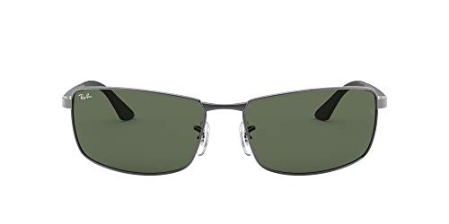 Ray-Ban Men's RB3498 Rectangular Sunglasses, Gunmetal/Green, 61 mm