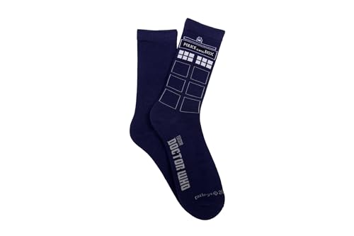 Everything Legwear Doctor Who Stripes Tardis Crew Socks - One Size Fits Most