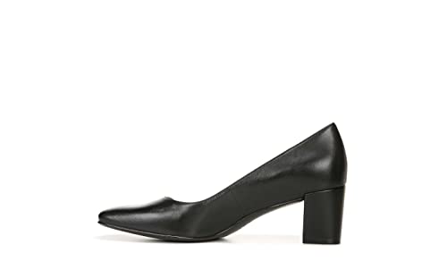 Naturalizer Womens Karina Low Block Heel Square Toe Pump,Black Leather,11