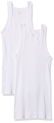 Evolve Men's Cotton Comfort Square Cut Tank Multi Pack, White, Large