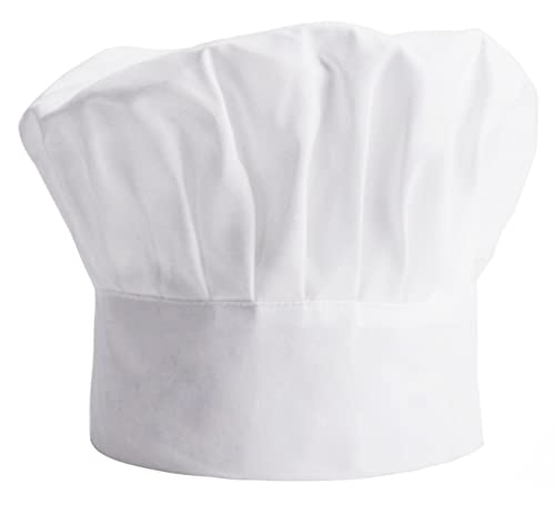 Chef Hat - Adult Adjustable Kitchen Cooking Hat for Men & Women Chefs - Reusable and Washable Durable Cook Cap - White