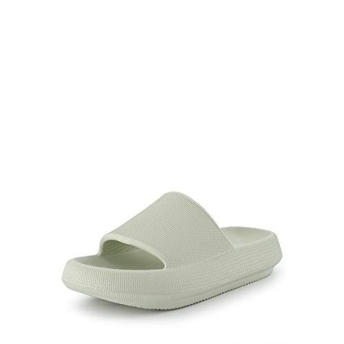 CUSHIONAIRE Women's Feather cloud recovery slide sandal with +Comfort, Aloe 8