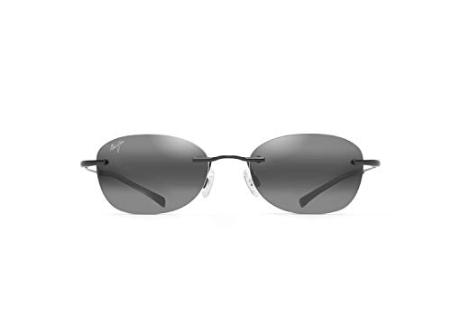 Maui Jim Men's and Women's Aki Aki Polarized Rimless Sunglasses, Gloss Black/Neutral Grey, Small