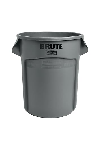 Rubbermaid Commercial Products BRUTE Heavy-Duty Round Trash/Garbage Can, 20-Gallon, Gray, Outdoor Waste Container for Home/Garage/Bathroom/Outdoor/Driveway