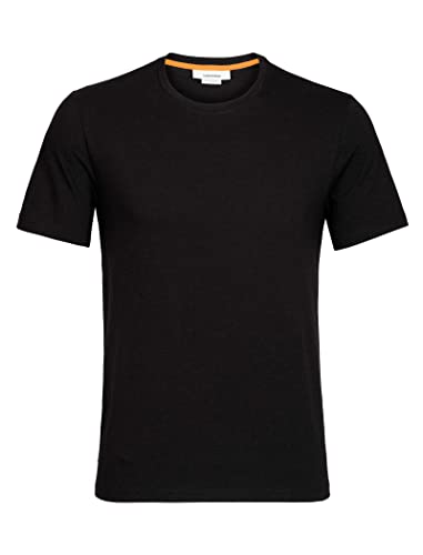 Icebreaker Merino Central Classic Short Sleeve T-Shirts for Men, Merino Wool/Cotton Blend, Breathable Soft Merino Wool T-Shirt - Premium Base Layer for Men, Black, Large