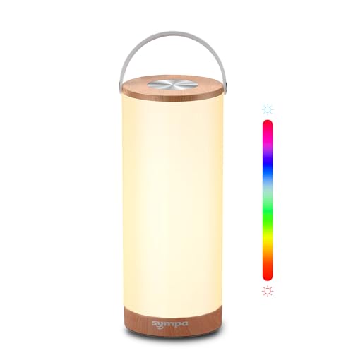 sympa Cordless Table Lamp - 4000mAh Rechargeable LED Desk Lamp, Dimming Bedside Table Lamp for Bedroom and Office, Portable Touch Table Lamp for Outdoor & Camping, 360° Eye-Care Lighting, Nature Wood