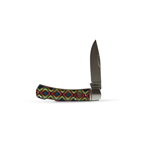 ARIAT 3' Red, Black & Yellow Southwestern Print Folding Knife
