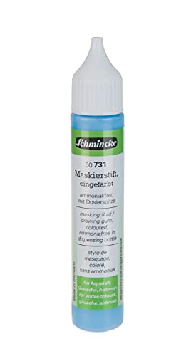 Schmincke - Masking pen colored, 25 ml, 50 731 005, dosing pen, blue masking liquid for opaque areas of paintingson watercolor paper, ammonia-free