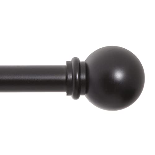 Kenney KN71607 Chelsea Ball End Standard Decorative Window Curtain Rod, 48-86' Adjustable Length, Black Finish, 5/8' Diameter Steel Tube, 1-Pack