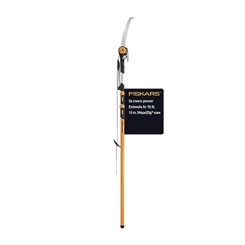 Fiskars 7'-16' Chain-Drive Extendable Tree Pruner and Pole Saw - Precision-Ground Steel Blade for Cutting up to 1.25' Diameter