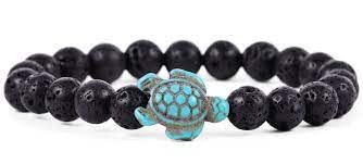 Fahlo Sea Turtle Tracking Bracelet, Elastic, Supports The Sea Turtle Conservancy, one Size fits Most for Men and Women (Lava Stone)