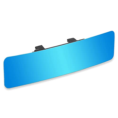 (Upgrade) SkycropHD Anti Glare Rear View Mirror Frameless Car Interior Rearview Mirror Panoramic Wide Angle to Eliminate Blind Spots – Convex,11.8in (Blue)