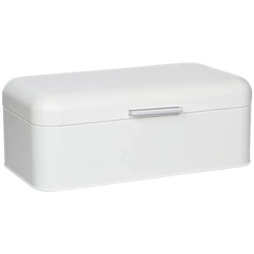 Culinary Couture Extra Large White Bread Box for Kitchen Countertop - Holds 2 Bread Loaves! - 16.5' x 9' x 6.5' - Stainless Steel Vintage Bread Boxes for Kitchen Counters - Bonus Recipe EBook