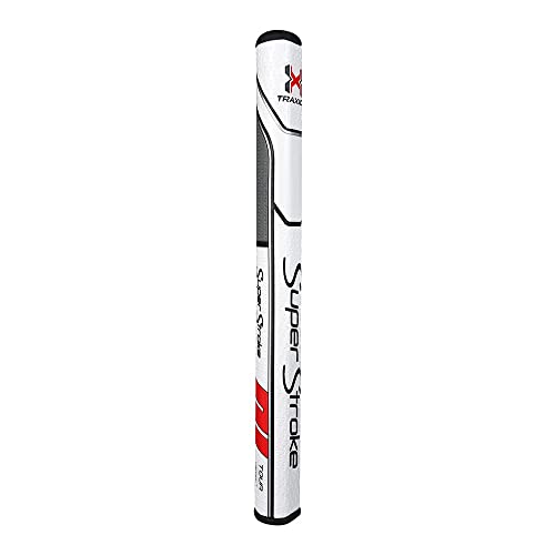 SuperStroke Traxion Tour XL+Plus Golf Putter Grip, White/Red/Gray (Tour XL 2.0) | Advanced Surface Texture that Improves Feedback and Tack | Minimize Grip Pressure with a Unique Parallel Design