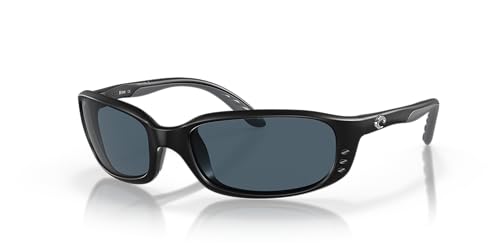 Costa Del Mar Men's Brine Polarized Oval Sunglasses, Matte Black/Grey Polarized-580P, 59 mm