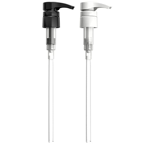 Bar5F Universal Pumps for Shampoo Conditioner Lotion Body Wash, Fits 1' Inch Bottle Necks, 1 Liter 33.8-Ounce Bottles, Black and White 2-Pack