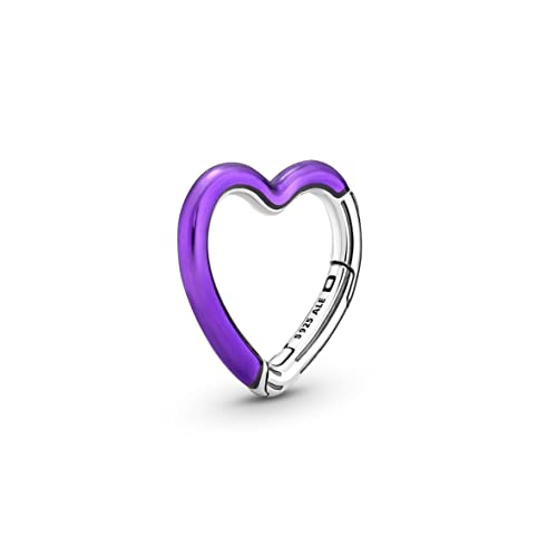 Pandora Bright Purple Styling Heart Connector - Compatible Me Bracelets - Jewelry for Women - Gift for Women in Your Life - Made with Sterling Silver & Enamel, No Box
