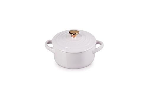 Le Creuset Stoneware Mini Round Cocotte, 8oz., Shallot with Gold Heart Knob