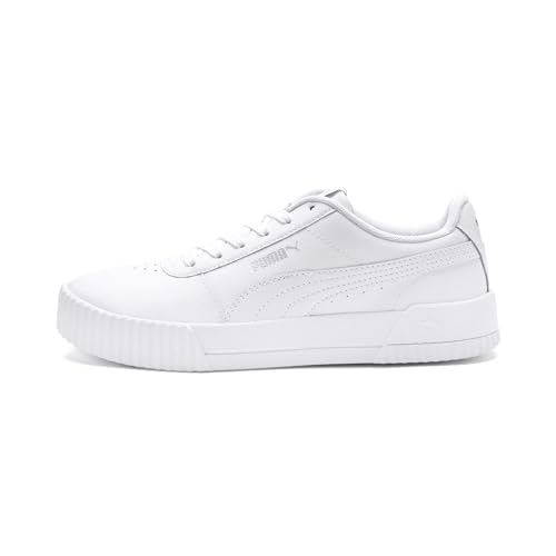 PUMA Women's CARINA L Sneaker, Puma White-Puma White-Puma Silver, 8.5