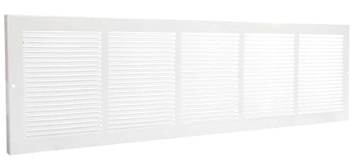 White Baseboard Return Grill with 7/8' Turn Back (30' x 8' Duct Opening/ 31.25' x 9.25' Overall)