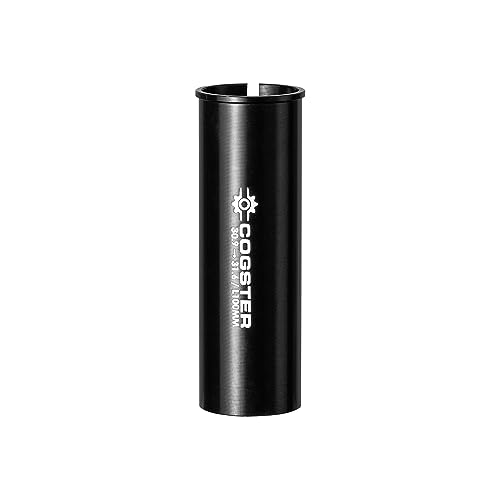 Cogster Alloy Bike Seatpost Reducer Shim, 100mm Length Aluminum Bicycle Reducing Sleeve Seat Post Tube Adapter for MTB,Mountain,City Bike,Road Bike, Adapting 30.9mm seatposts to 31.6mm seat Tubes