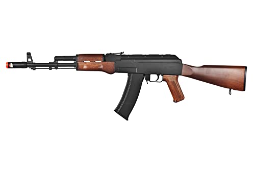 Well AK-47 AEG Semi/Full Auto Electric Airsoft Rifle Gun High Capacity Magazine FPS 290 (Black/Wood)
