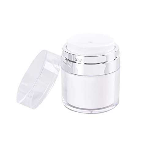 Qeuly 0.5 oz Cream Jar Vacuum Bottle, Airless Pump Jar Bottle Travel Containers for Lotions and Creams Leak Proof Empty Acrylic Refillable Cosmetic Jar Container with Pump