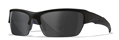 Wiley X WX Valor Tactical Sunglasses, Safety Glasses Shatterproof UV Eye Protection for Combat, Shooting, Fishing, Biking, and Extreme Sports, Matte Black Frame, Grey Tinted Lenses, Ballistic Rated