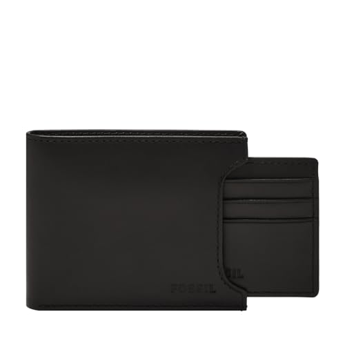 Fossil Men's Derrick Leather Bifold Sliding 2-in-1 with Removable Card Case Wallet, Black, (Model: ML3685001)