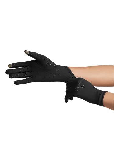 Tommie Copper Core Compression Full Finger Gloves, Unisex, 4D Stretch, Sweat Wicking Gloves for Hand Swelling & Joint Support- Black - Large