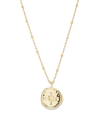 gorjana Women's Compass Coin Pendant Necklace, 18K Gold Plated Medallion, Adjustable 19 inch Chain