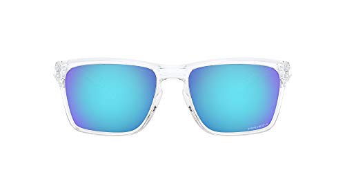 Oakley Men's OO9448 Sylas Rectangular Sunglasses, Polished Clear/Prizm Sapphire, 57 mm