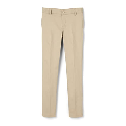 French Toast Girls' Big Stretch Twill Skinny Leg Pant with Pockets, School Uniforms for Kids and Teens, Khaki, 14